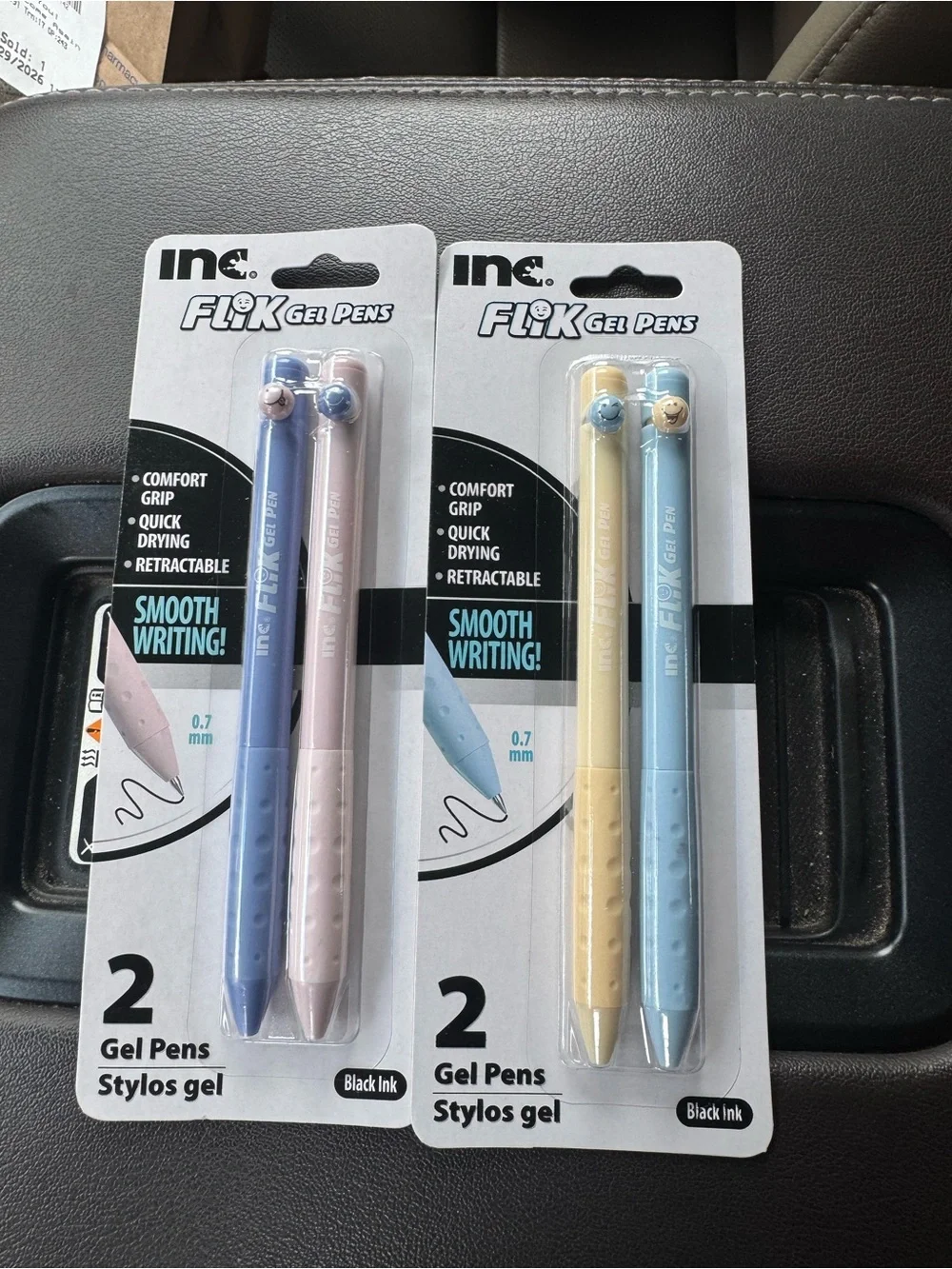 Inc FLIK gel pens .07 mm 2 sets of 2 pink blue purple & pink